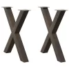 2 db X alakú étkezőasztal láb natúr acél 80x(72-73) cm acél