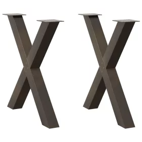    2 db X alakú étkezőasztal láb natúr acél 80x(72-73) cm acél