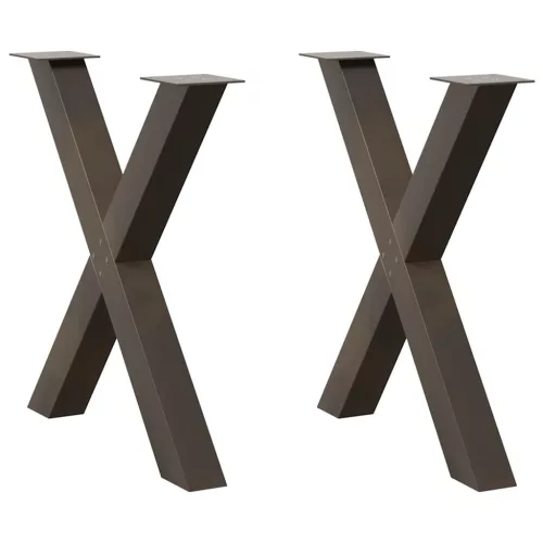  2 db X alakú étkezőasztal láb natúr acél 80x(72-73) cm acél