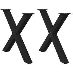    2 db X alakú étkezőasztal láb fekete, 90 x (72-73) cm acél