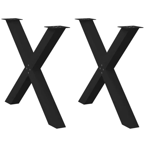  2 db X alakú étkezőasztal láb fekete, 90 x (72-73) cm acél