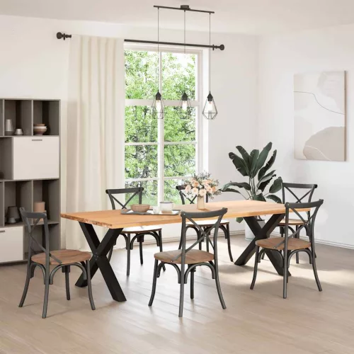  2 db X alakú étkezőasztal láb fekete, 90 x (72-73) cm acél
