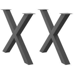    2 db antracitszürke X alakú acél étkezőasztal láb 90 x (72-73) cm
