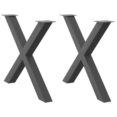  2 db antracitszürke X alakú acél étkezőasztal láb 90 x (72-73) cm