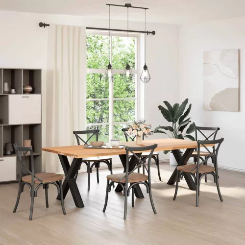  3 db X alakú étkezőasztal láb fekete, 70 x (72-73) cm acél