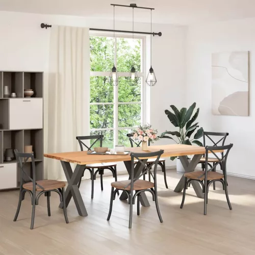  3 db antracitszürke X-alakú acél étkezőasztalláb 70x(72-73) cm