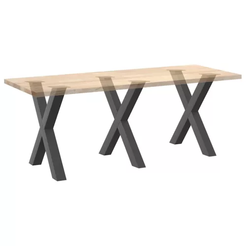  3 db antracitszürke X-alakú acél étkezőasztalláb 70x(72-73) cm