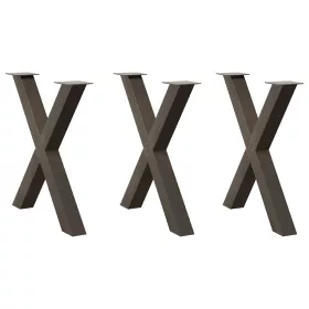    3 db X alakú étkezőasztal láb natúr acél 70x(72-73) cm