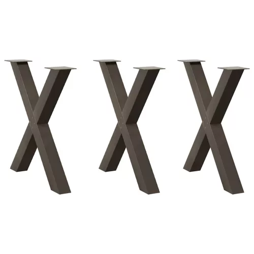 3 db X alakú étkezőasztal láb natúr acél 70x(72-73) cm