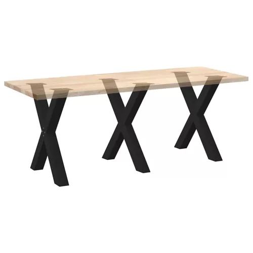  3 db X alakú étkezőasztal láb fekete 80 x (72-73) cm acél étkezőasztal láb