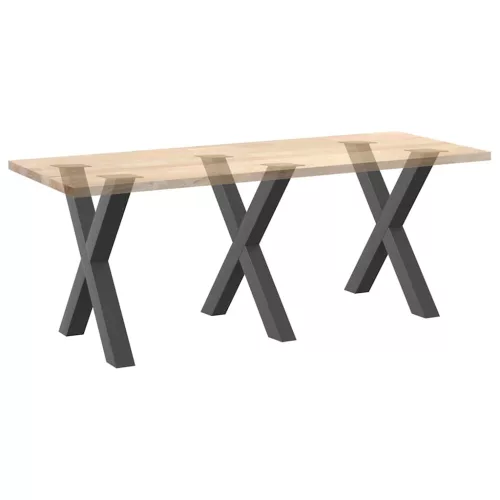  3 db antracitszürke X alakú acél étkezőasztal láb 80x(72-73) cm