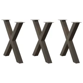    3 db X alakú étkezőasztal láb natúr acél 80x(72-73) cm acél