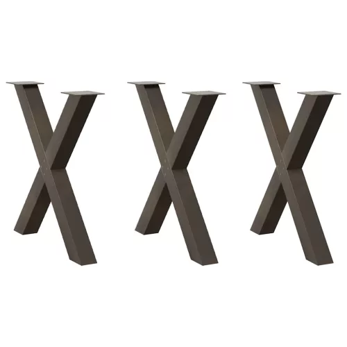  3 db X alakú étkezőasztal láb natúr acél 80x(72-73) cm acél