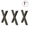  3 db X alakú étkezőasztal láb natúr acél 80x(72-73) cm acél