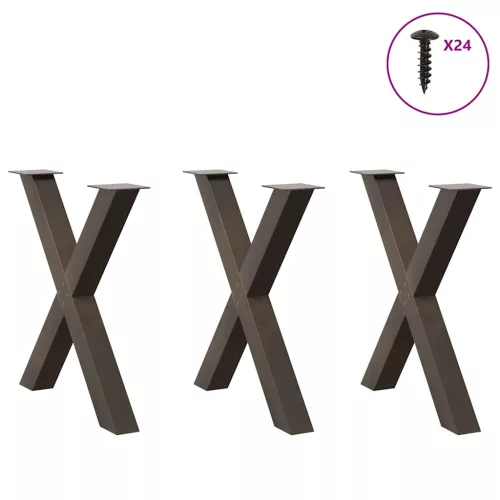  3 db X alakú étkezőasztal láb natúr acél 80x(72-73) cm acél