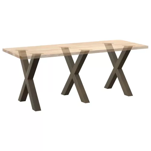  3 db X alakú étkezőasztal láb natúr acél 80x(72-73) cm acél