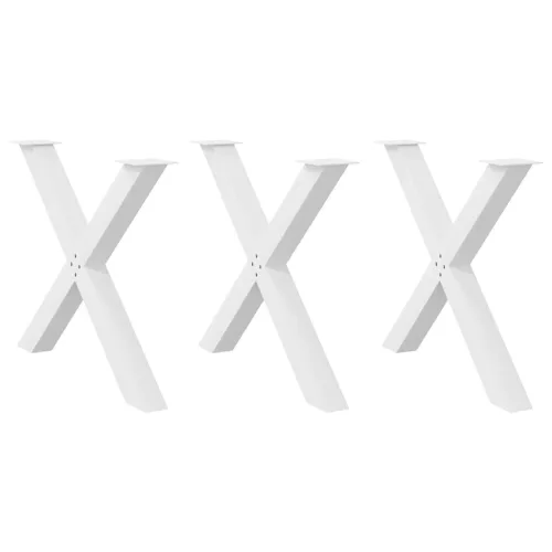  3 db X alakú étkezőasztal láb fehér 90 x (72-73) cm acél étkezőasztal láb