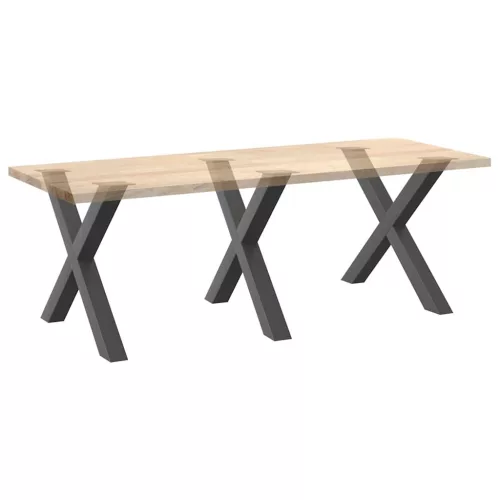  3 db antracitszürke X-alakú acél étkezőasztalláb 90 x (72-73) cm