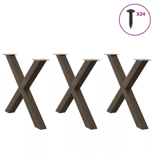  3 db X alakú étkezőasztal láb natúr acél 90 x (72-73) cm acél