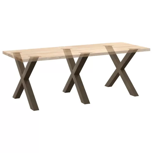  3 db X alakú étkezőasztal láb natúr acél 90 x (72-73) cm acél