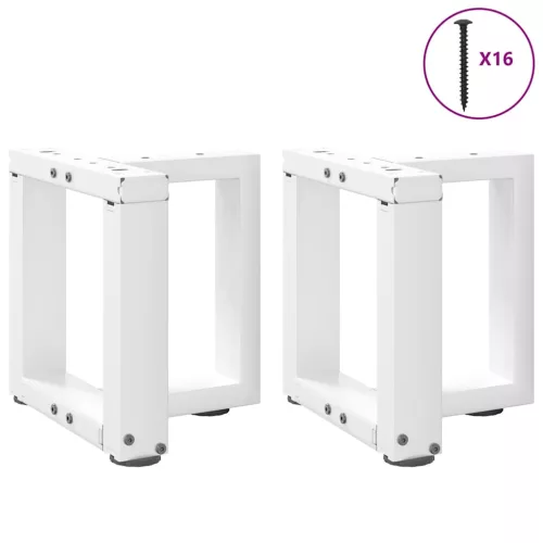  2 db fehér, T-alakú acél dohányzóasztal láb 30x25x(30-31) cm