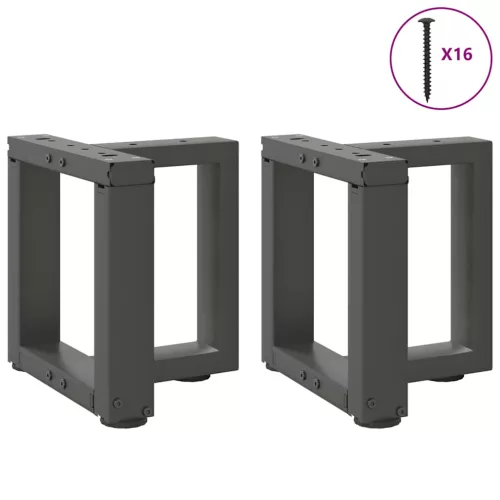  2 db antracitszürke, T-alakú acél dohányzóasztal láb 30x25x(30-31) cm