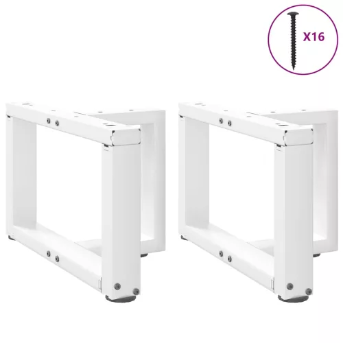  2 db fehér, T-alakú dohányzóasztal láb 50x25x(30-31) cm acél dohányzóasztal láb