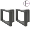  2 db antracitszürke, T-alakú acél dohányzóasztal láb 50x25x(30-31) cm