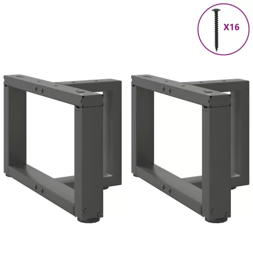  2 db antracitszürke, T-alakú acél dohányzóasztal láb 50x25x(30-31) cm