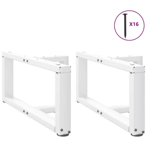  2 db fehér, T-alakú dohányzóasztal láb 60x25x(30-31) cm acél dohányzóasztal láb