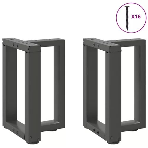  2 db antracitszürke, T-alakú acél dohányzóasztal láb 38x25x(42-43) cm