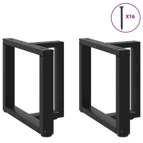  2 db fekete, T-alakú acél dohányzóasztal láb 50x25x(42-43) cm