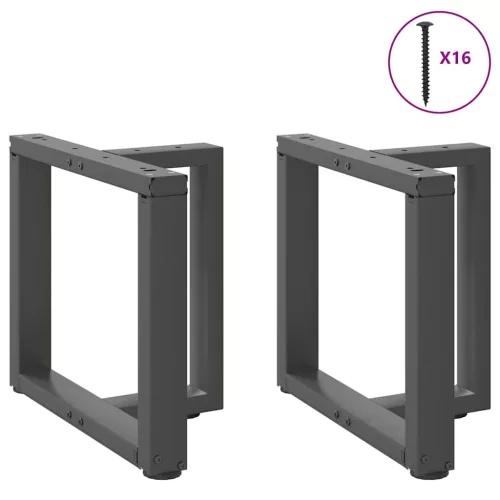  2 db antracitszürke, T-alakú acél dohányzóasztal láb 50x25x(42-43) cm