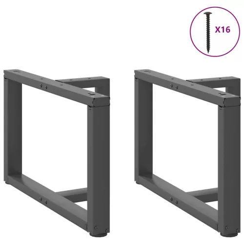  2 db antracitszürke, T-alakú acél dohányzóasztal láb 60x25x(42-43) cm