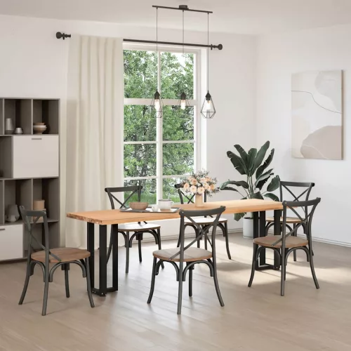  2 db fekete, T-alakú acél konzolasztal láb 25x28x(72-73) cm