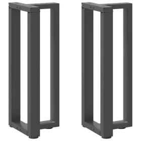    2 db antracitszürke T-alakú acél konzolasztal láb 25x28x(72-73) cm