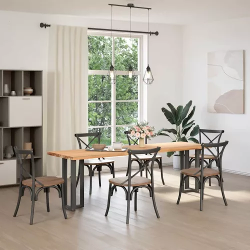  2 db antracitszürke T-alakú acél konzolasztal láb 25x28x(72-73) cm