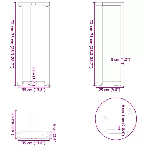  2 db fehér, T-alakú acél konzolasztal láb 38x25x(72-73) cm