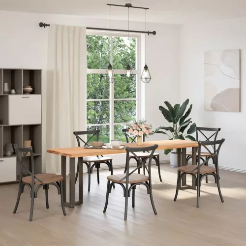  2 db fekete, T-alakú acél konzolasztal láb 38x25x(72-73) cm