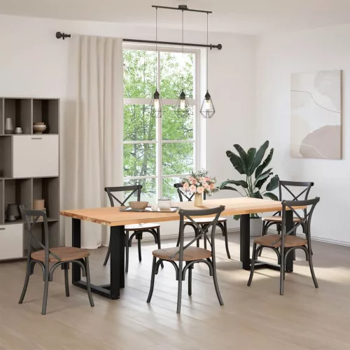  2 db fekete, T-alakú acél étkezőasztal láb 70x35x(72-73) cm