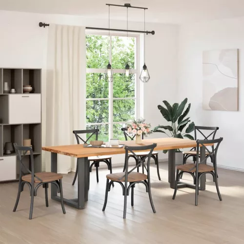  2 db antracitszürke, T-alakú acél étkezőasztal láb 70x35x(72-73) cm