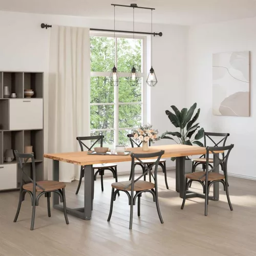  2 db antracitszürke, T-alakú acél étkezőasztal láb 90x35x(72-73) cm