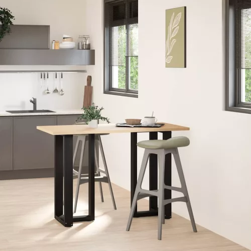  2 db fekete, T-alakú acél bárasztalláb 40x35x(90-91) cm