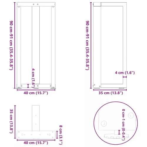  2 db T-alakú bárasztalláb, fehér, 40x35x(90-91) cm, acél