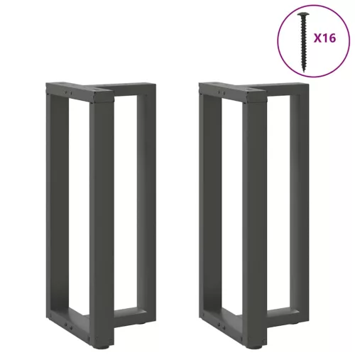  2 db antracitszürke T-alakú acél bárasztalláb 40x35x(90-91) cm