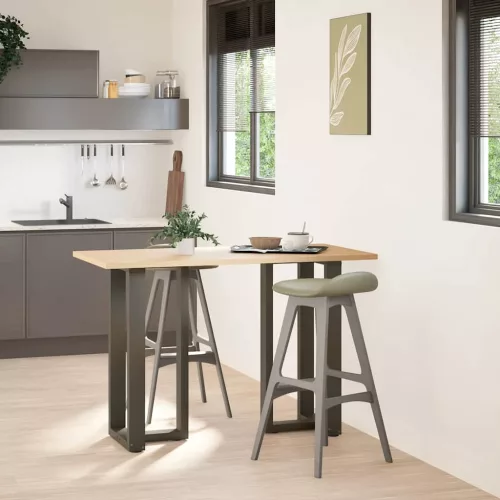  2 db fekete, T-alakú acél bárasztalláb 40x35x(90-91) cm