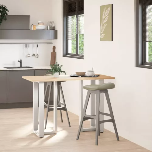  2 db T-alakú bárasztalláb, fehér, 50x35x(90-91) cm, acél