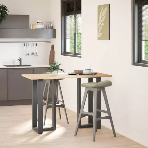  2 db antracitszürke T-alakú acél bárasztalláb 50x35x(90-91) cm