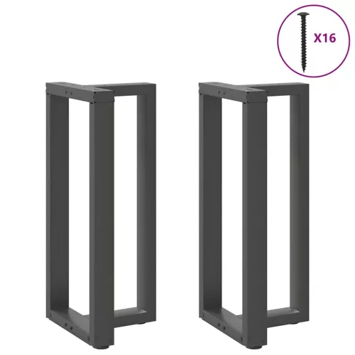  2 db antracitszürke T-alakú acél bárasztalláb 50x35x(90-91) cm