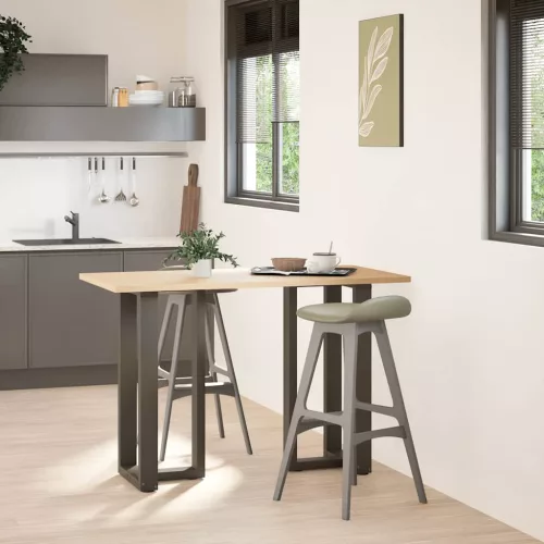  2 db fekete, T-alakú acél bárasztalláb 50x35x(90-91) cm